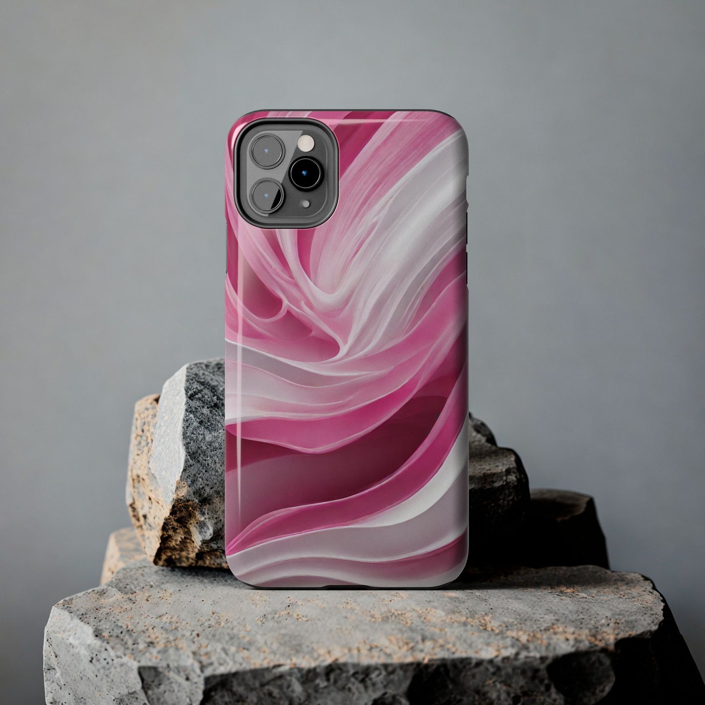 Pink & white wave-abstract iPhone case-phone accessories