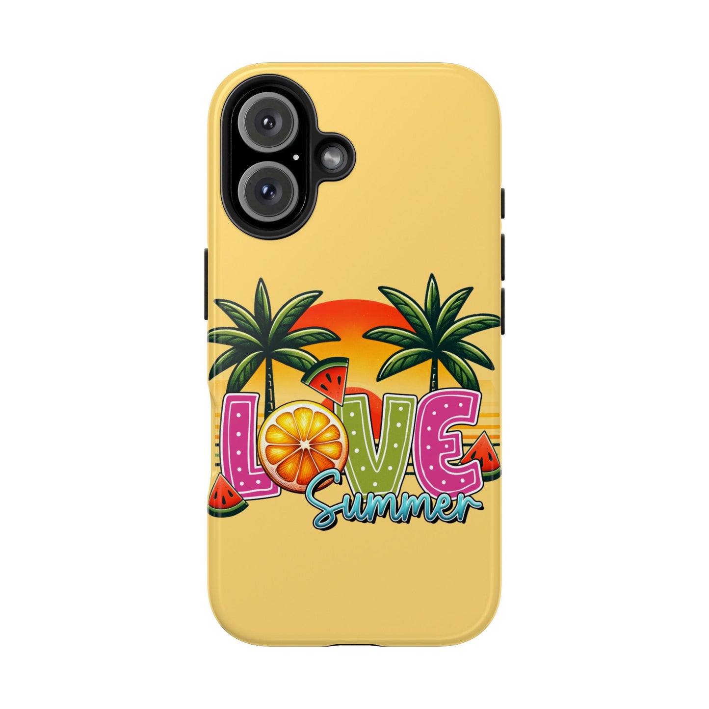 Yellow love summer aesthetics iPhone case. Compatible with iPhone models 11-16 Custom phone case for smartphones. design for Girls, Woman