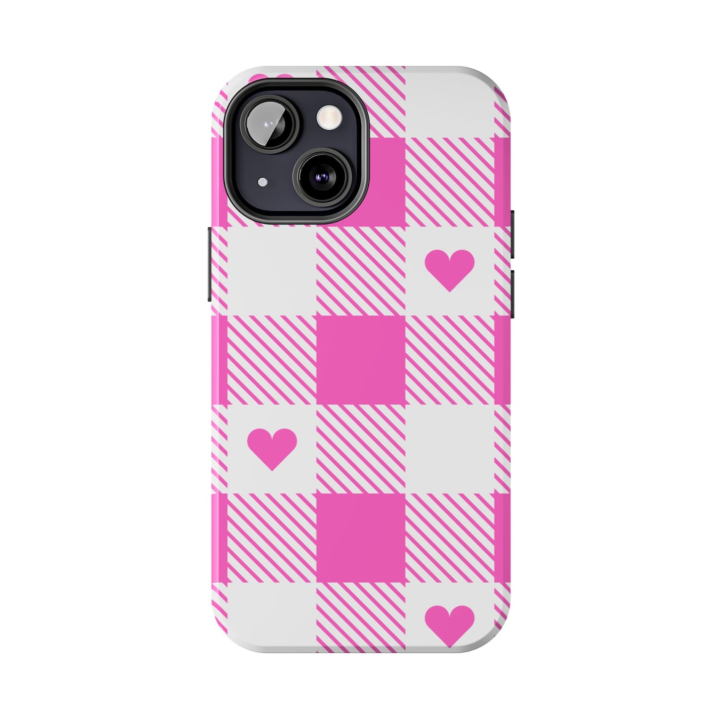 Hearts & Plaid- Valentines day iPhone case- Romantic & stylish design