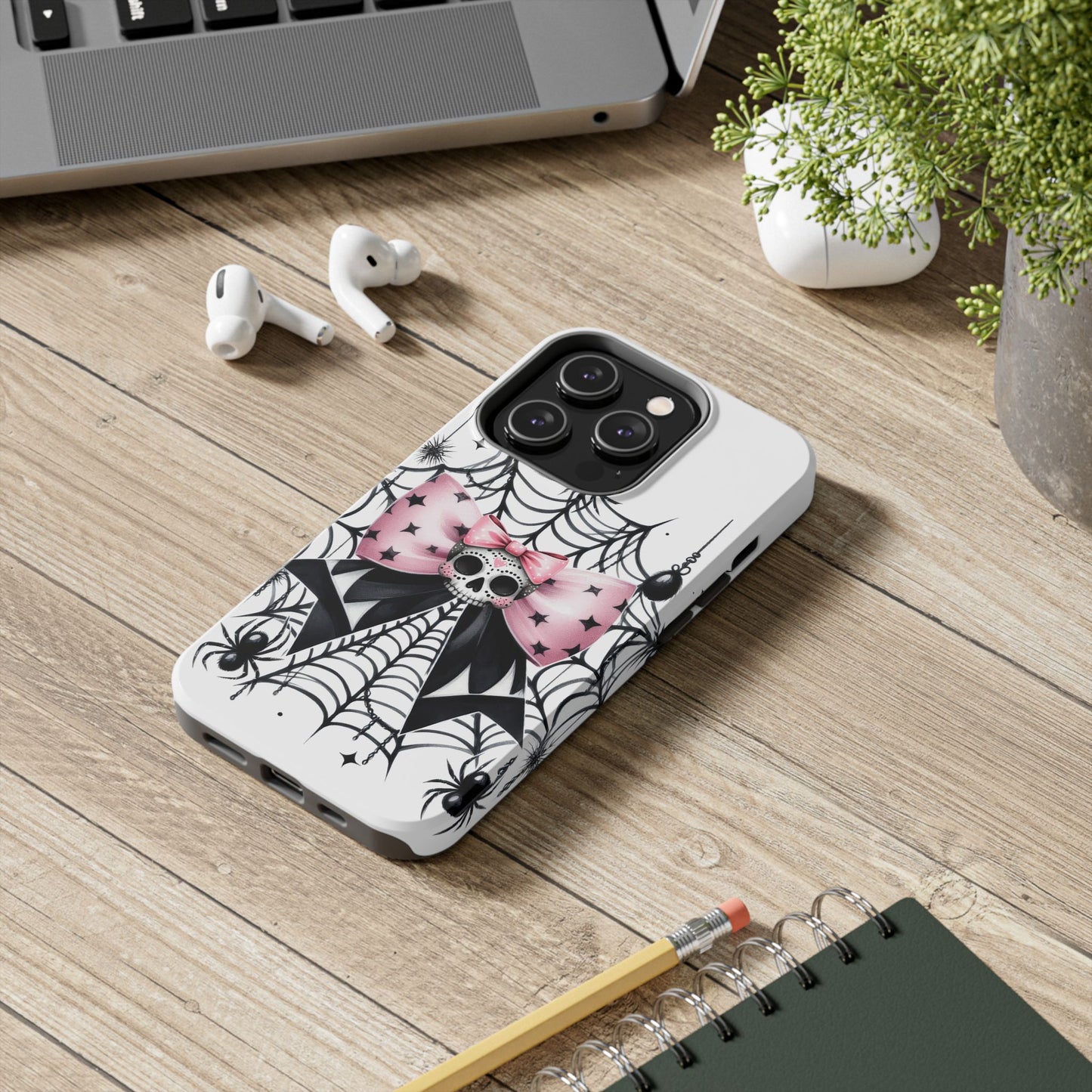 Skull & Bows Halloween themed iPhone case Models 11-15