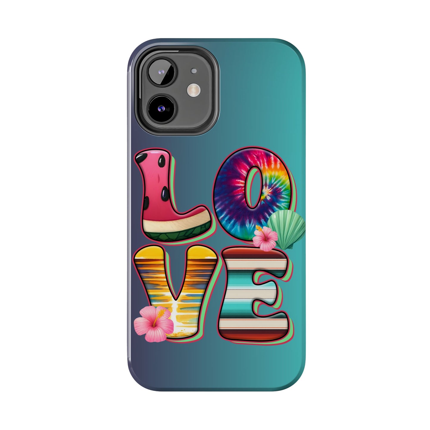Boho style LOVE summer aesthetics iPhone case. Compatible with iPhone models 11-16 Custom phone case for smartphones. design for Girls, Woman