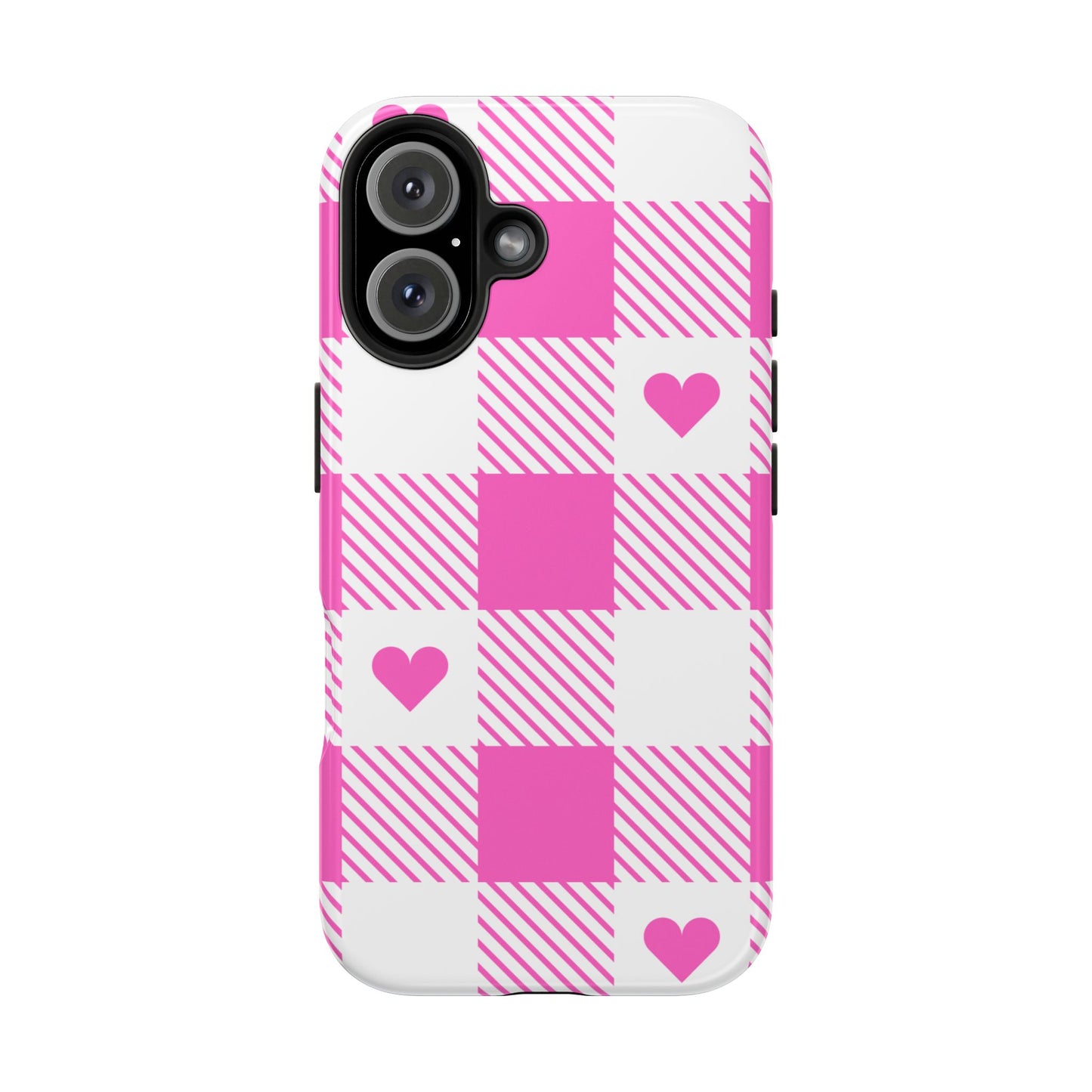 Hearts & Plaid- Valentines day iPhone case- Romantic & stylish design