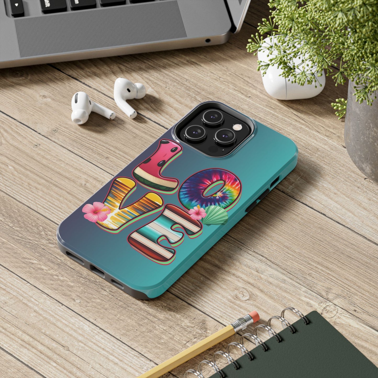 Boho style LOVE summer aesthetics iPhone case. Compatible with iPhone models 11-16 Custom phone case for smartphones. design for Girls, Woman