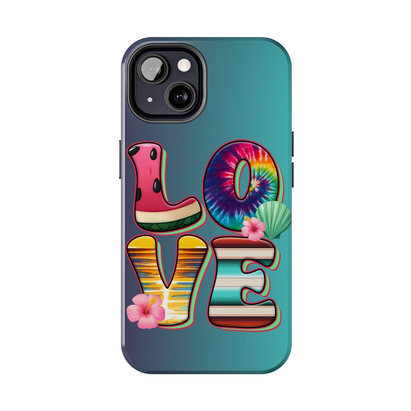 Boho style LOVE summer aesthetics iPhone case. Compatible with iPhone models 11-16 Custom phone case for smartphones. design for Girls, Woman