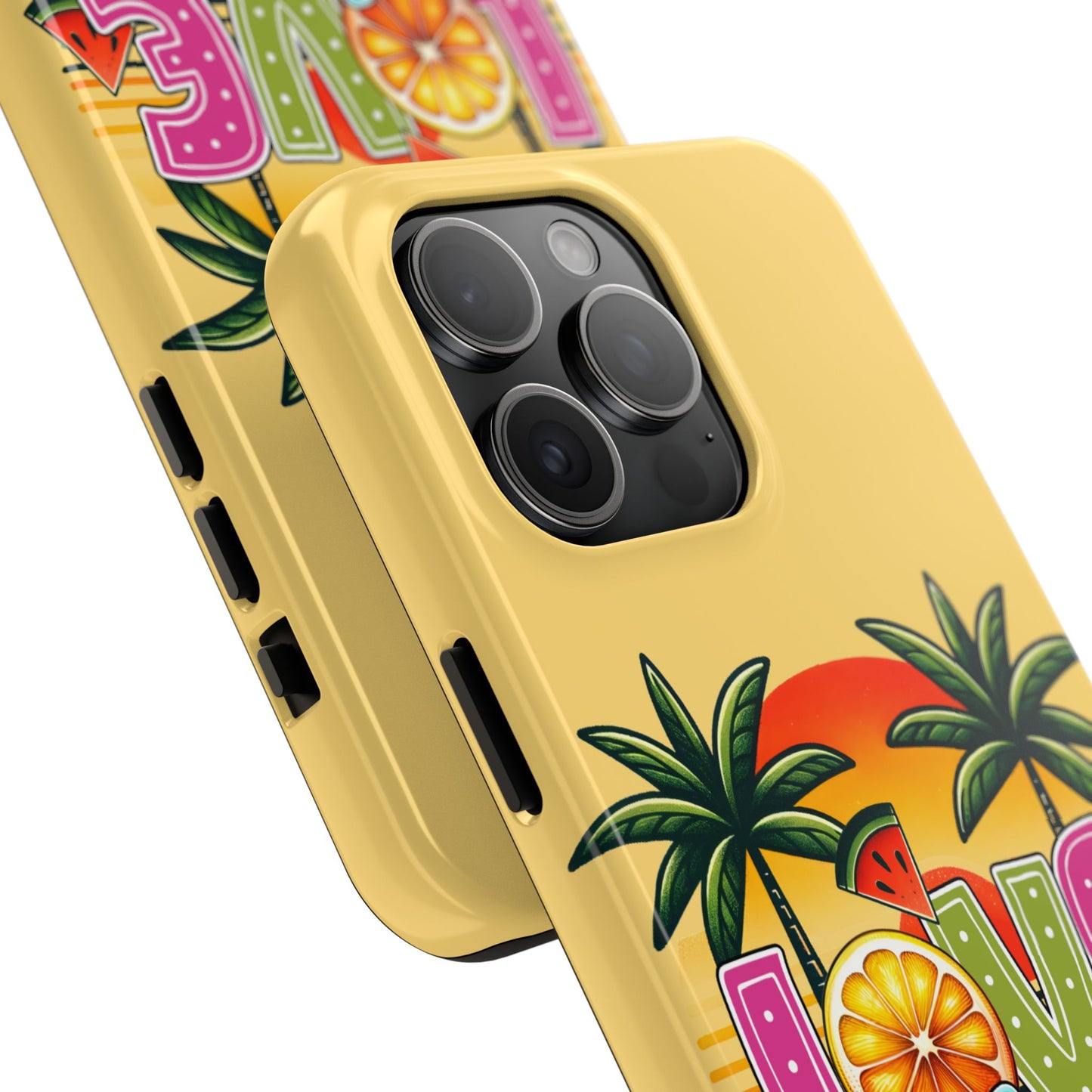 Yellow love summer aesthetics iPhone case. Compatible with iPhone models 11-16 Custom phone case for smartphones. design for Girls, Woman