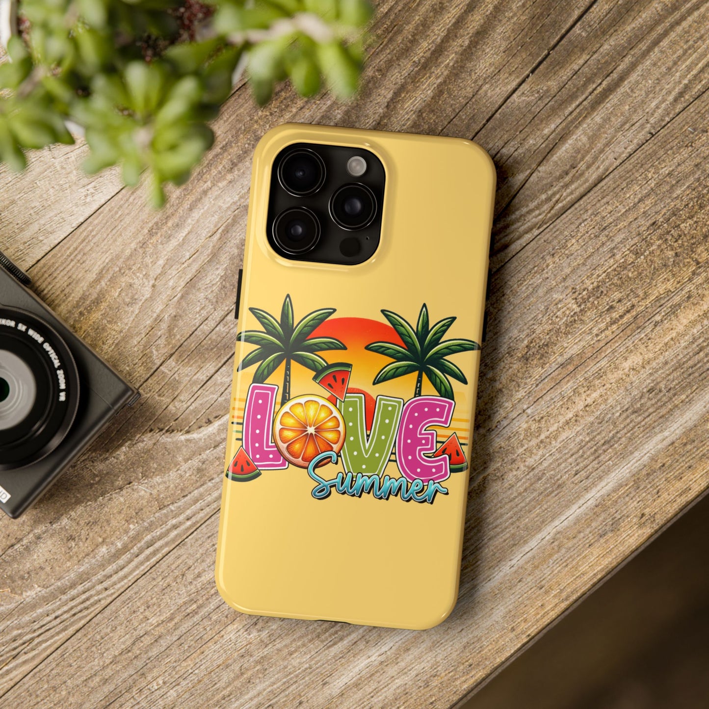 Yellow love summer aesthetics iPhone case. Compatible with iPhone models 11-16 Custom phone case for smartphones. design for Girls, Woman