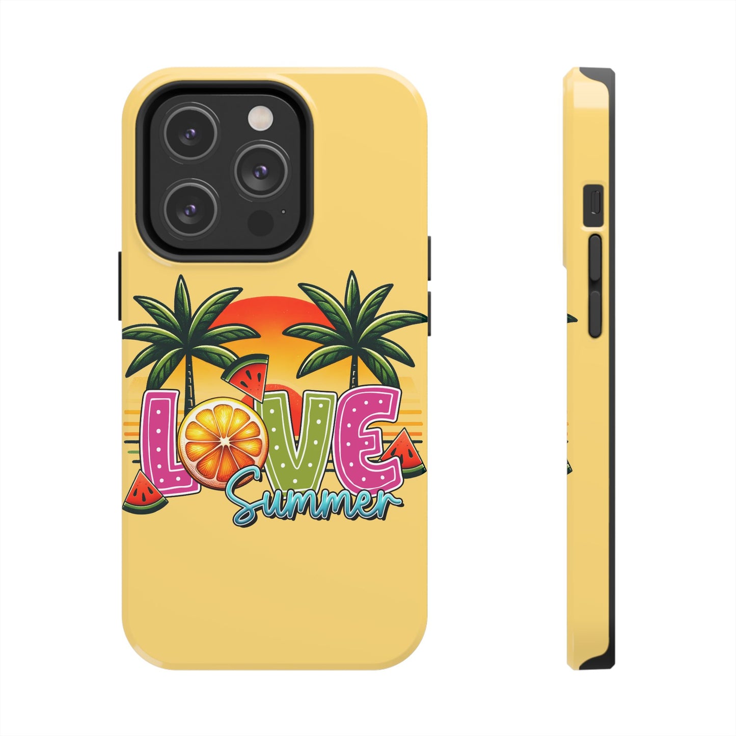 Yellow love summer aesthetics iPhone case. Compatible with iPhone models 11-16 Custom phone case for smartphones. design for Girls, Woman
