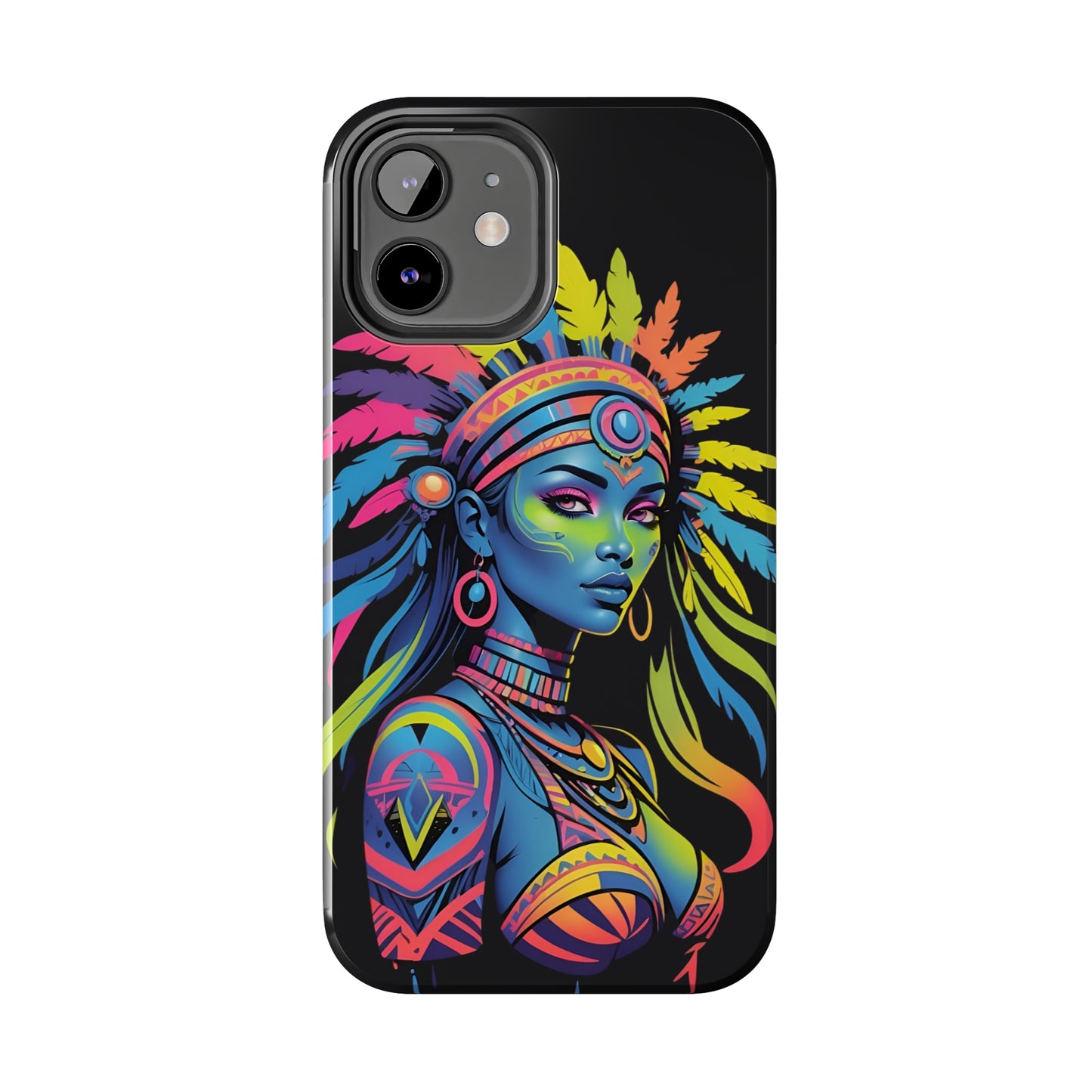 Neon Psychedelic Indian princess/ Tough iPhone Case/ Spiritual