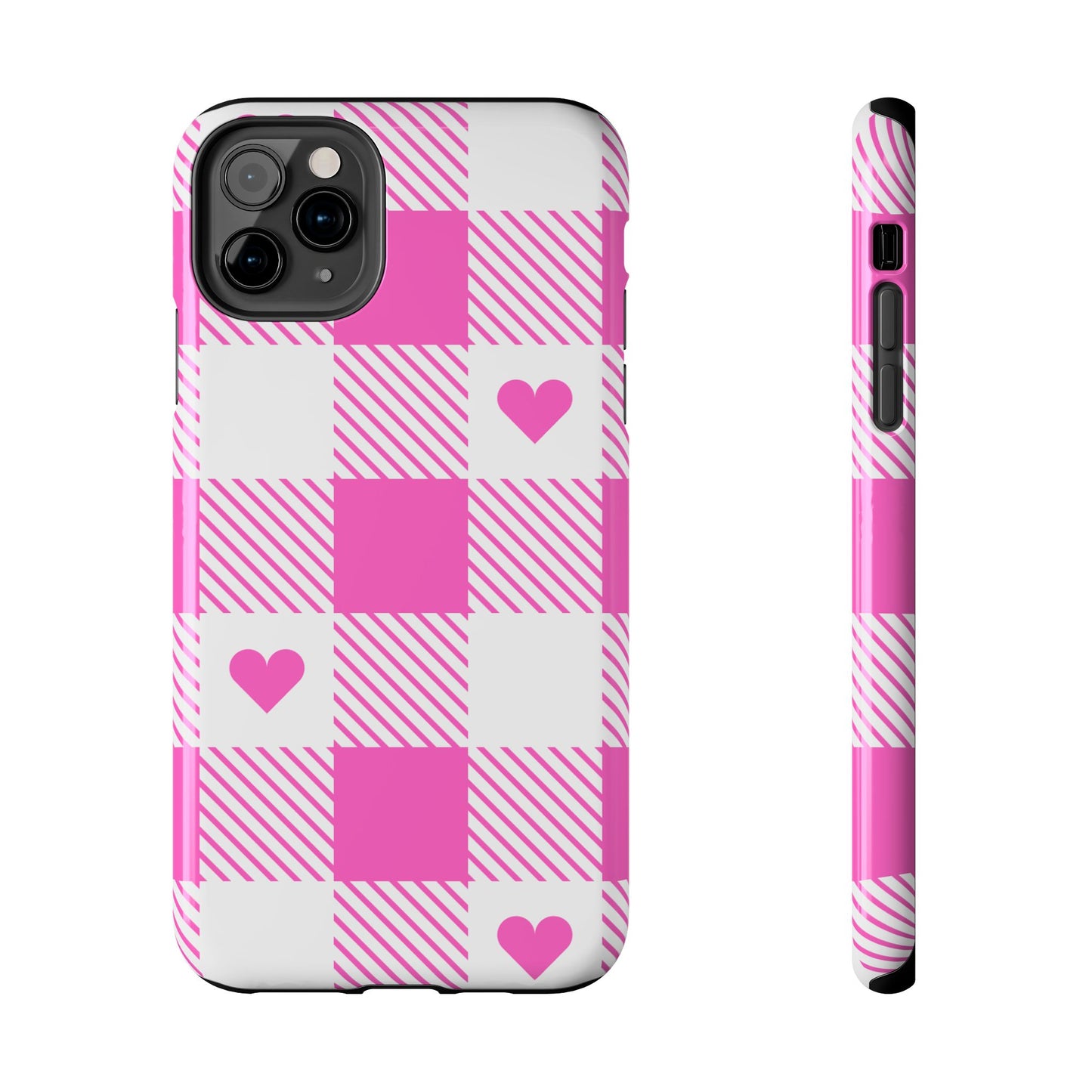 Hearts & Plaid- Valentines day iPhone case- Romantic & stylish design