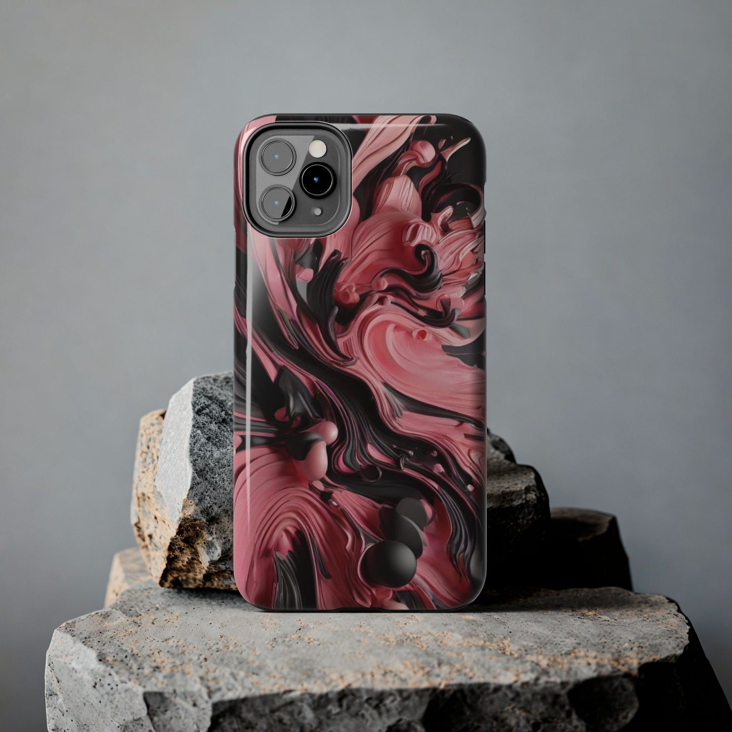 Pink & black abstract iPhone case- aesthetic & stylish design