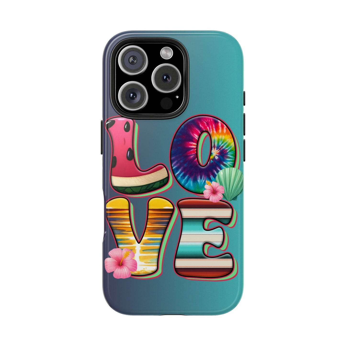 Boho style LOVE summer aesthetics iPhone case. Compatible with iPhone models 11-16 Custom phone case for smartphones. design for Girls, Woman