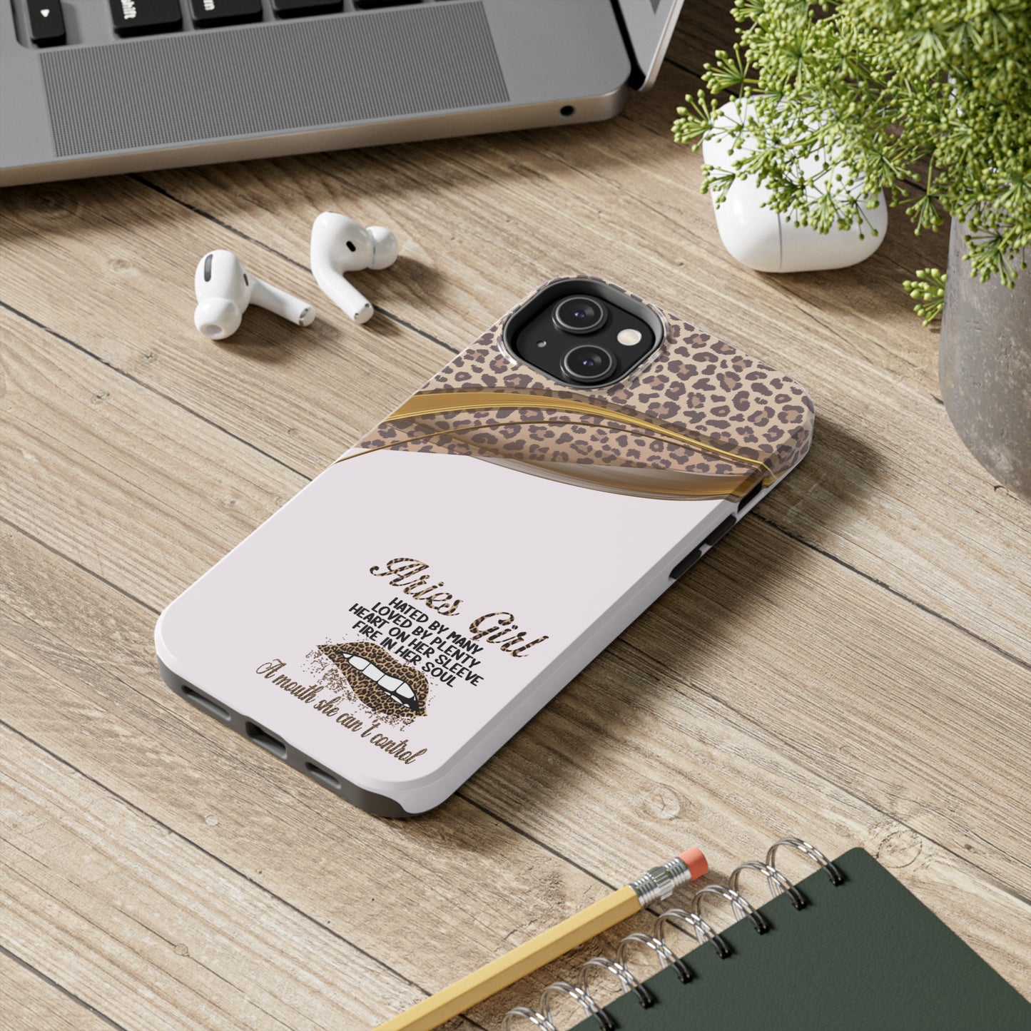 Aries girl/ pink & leopard IPhone case