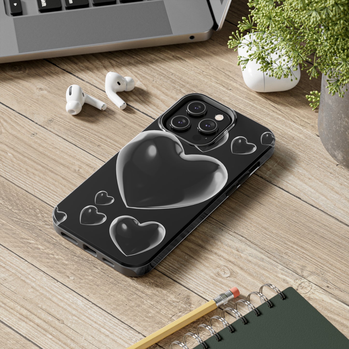 Black & White heart/ Tough IPhone Case