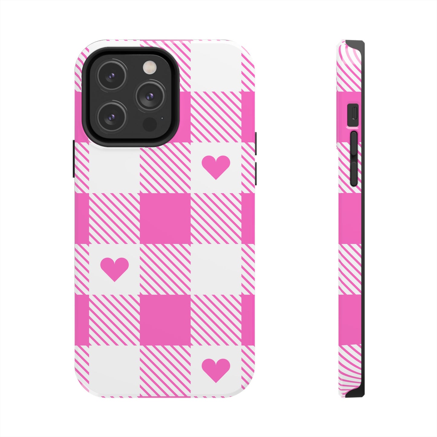 Hearts & Plaid- Valentines day iPhone case- Romantic & stylish design