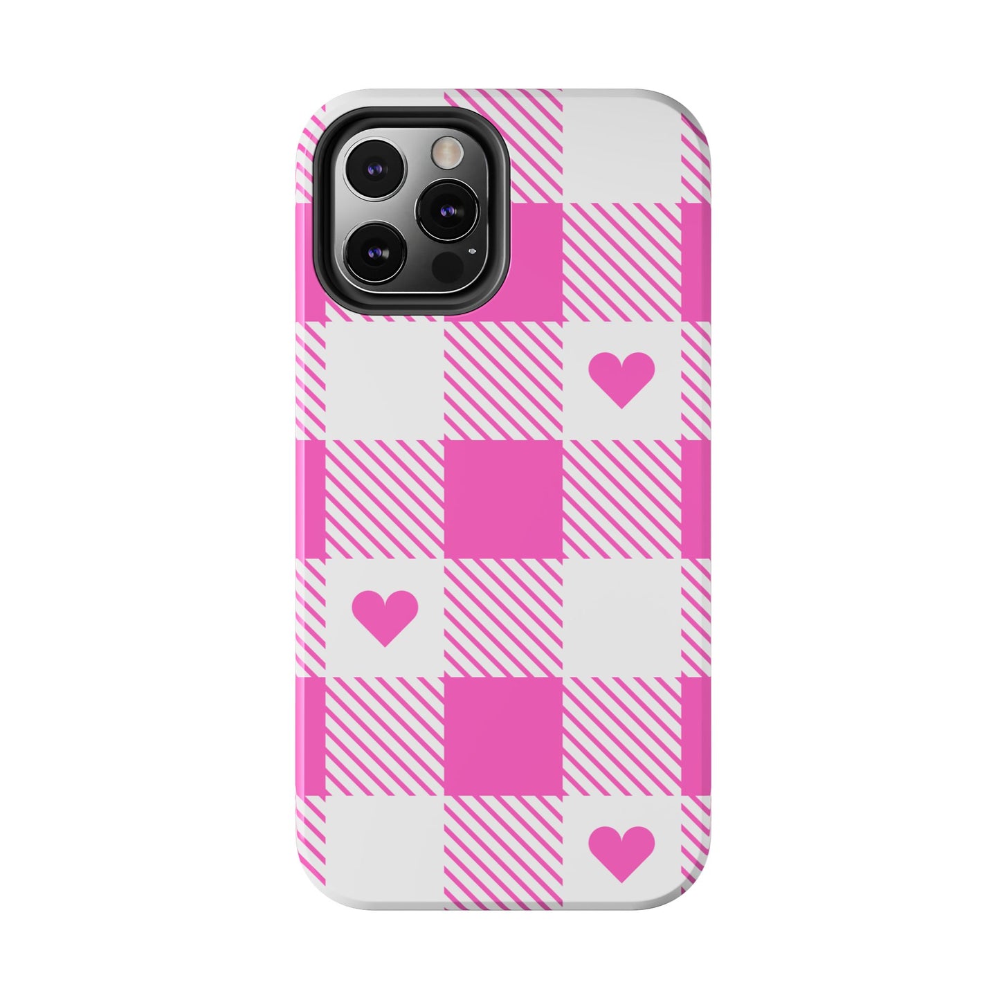 Hearts & Plaid- Valentines day iPhone case- Romantic & stylish design
