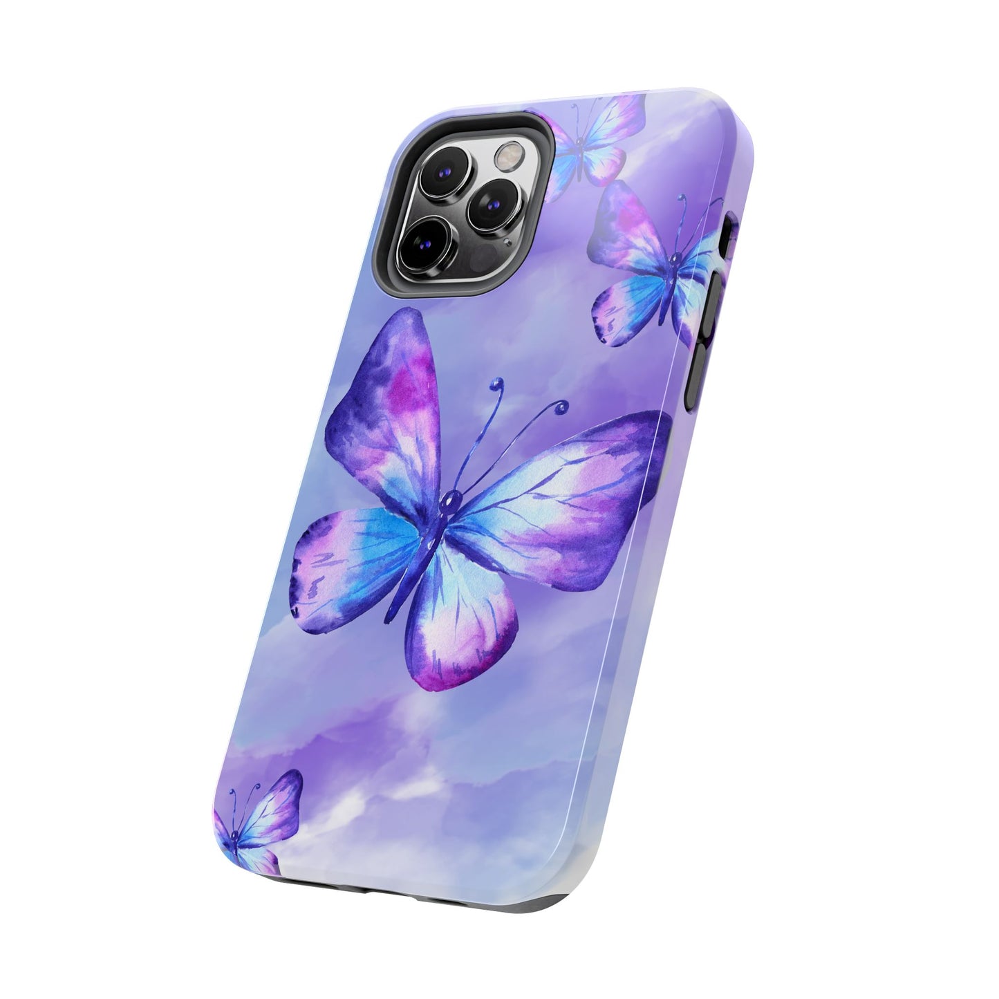 Purple & Blue Butterfly Watercolor Tough iPhone Case | Sole Artist Studio