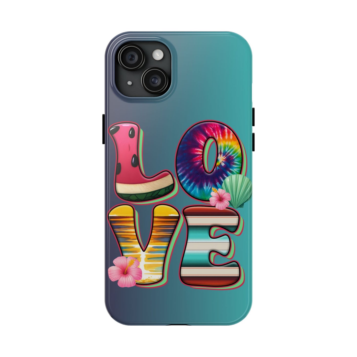 Boho style LOVE summer aesthetics iPhone case. Compatible with iPhone models 11-16 Custom phone case for smartphones. design for Girls, Woman