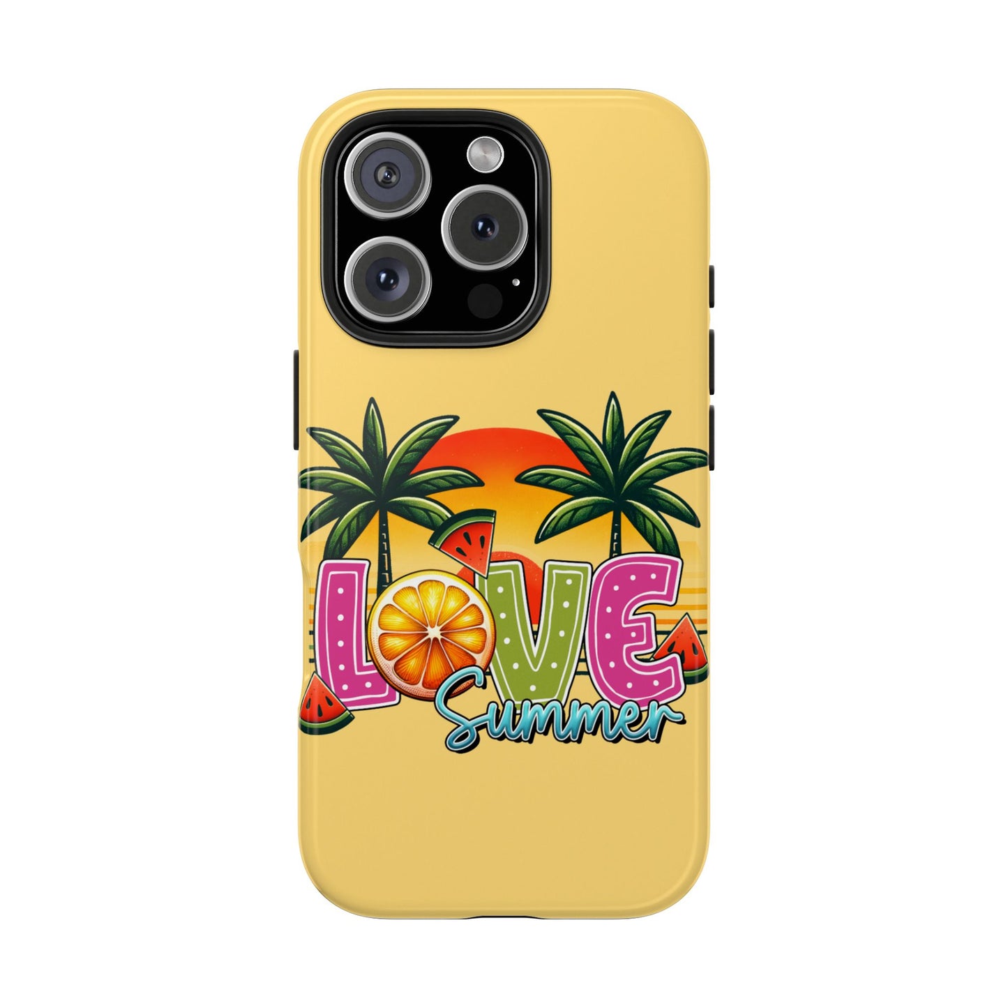 Yellow love summer aesthetics iPhone case. Compatible with iPhone models 11-16 Custom phone case for smartphones. design for Girls, Woman