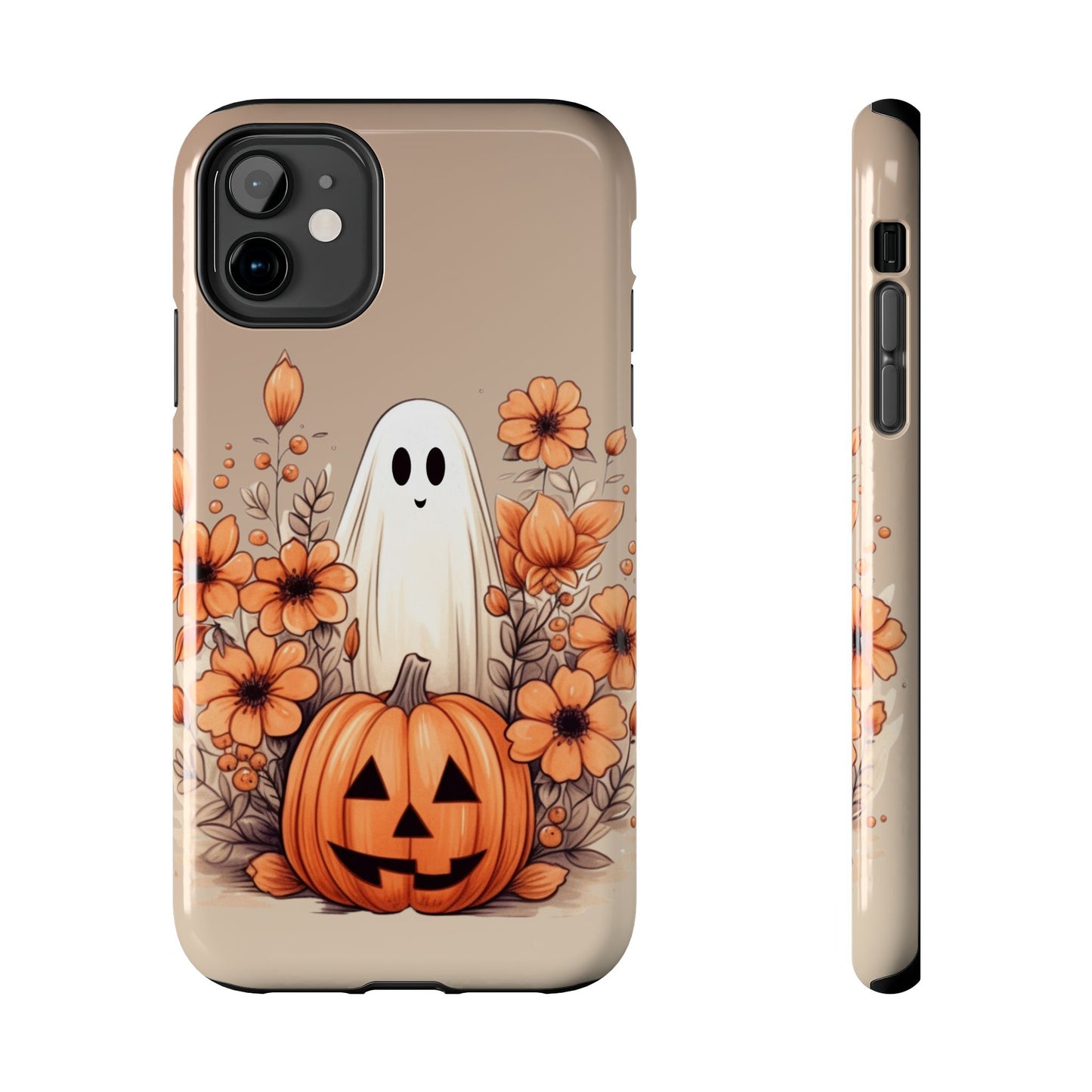Fall season pumpkin & ghost, Halloween themed iPhone case Models 11-15