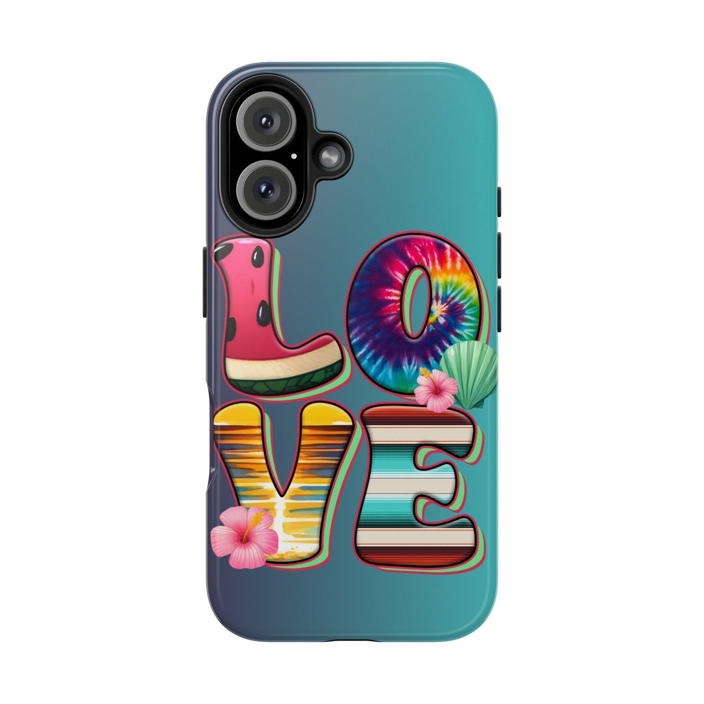 Boho style LOVE summer aesthetics iPhone case. Compatible with iPhone models 11-16 Custom phone case for smartphones. design for Girls, Woman