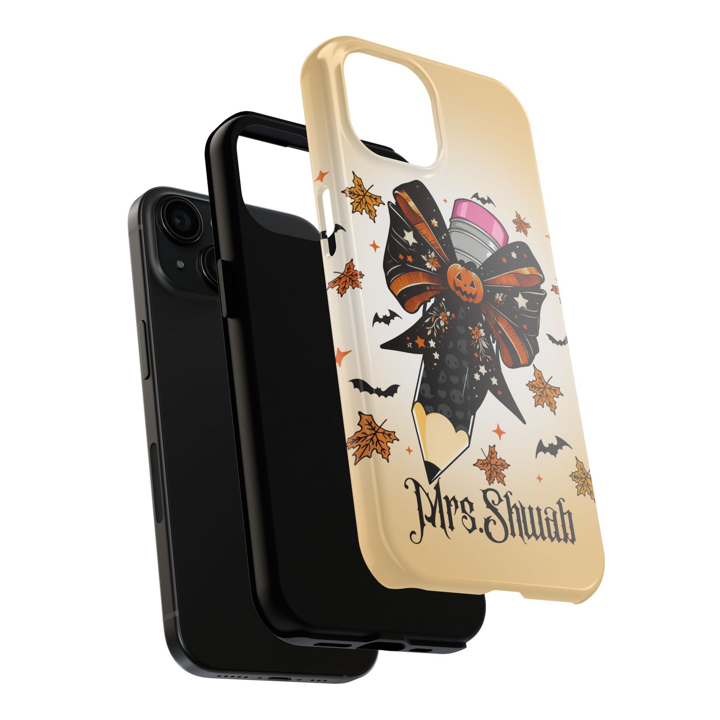 Personalized Halloween themed phone case for Teachers, Models 11-15