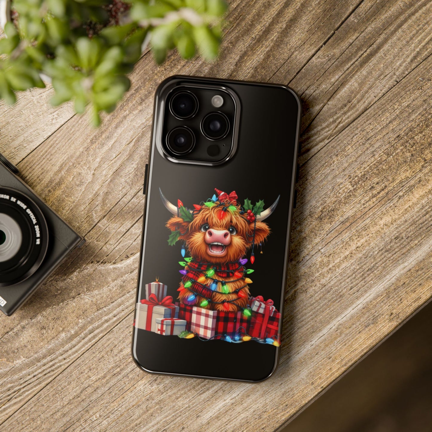 Christmas Lights Highland Cow iPhone Case | Sole Artist Studio