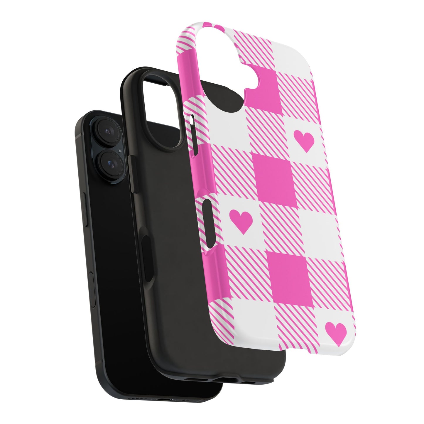 Hearts & Plaid- Valentines day iPhone case- Romantic & stylish design