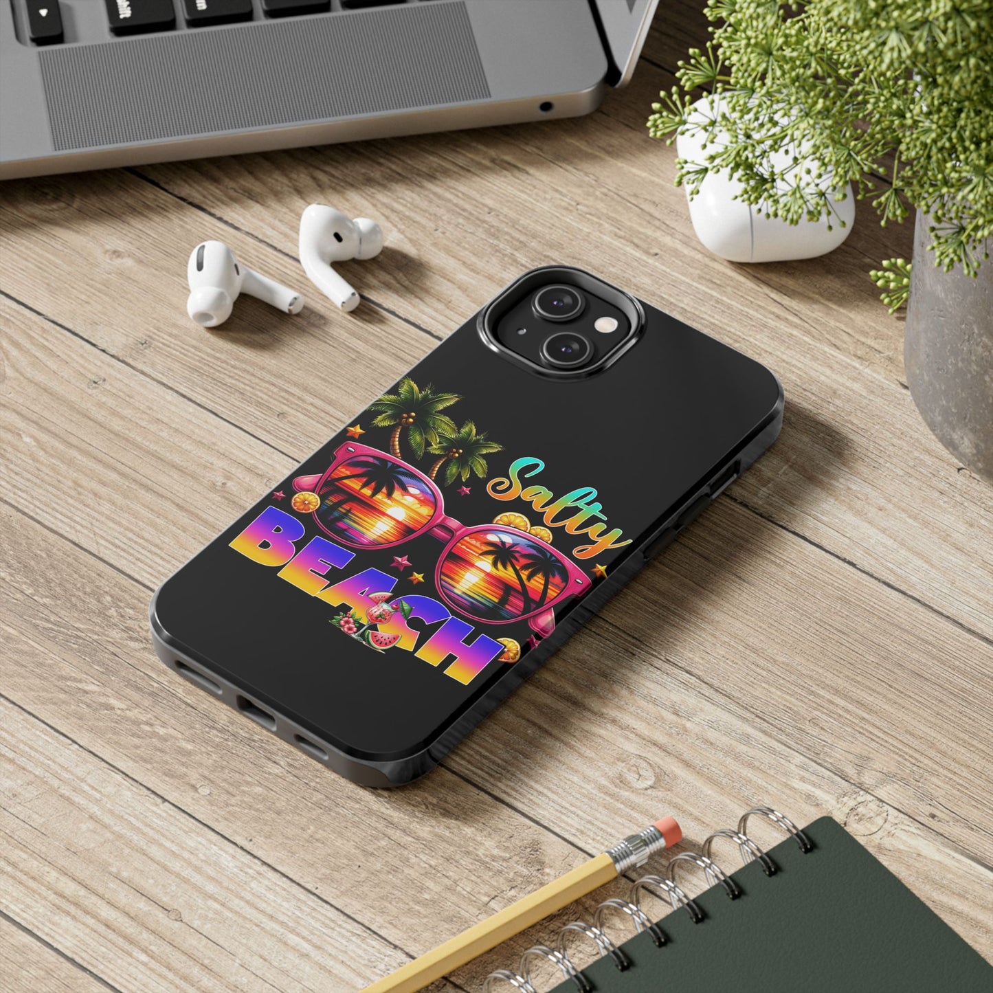 Salty beach summer aesthetics iPhone case. Compatible with iPhone models 11-16. Custom phone case for smartphones. design for Girls, Woman