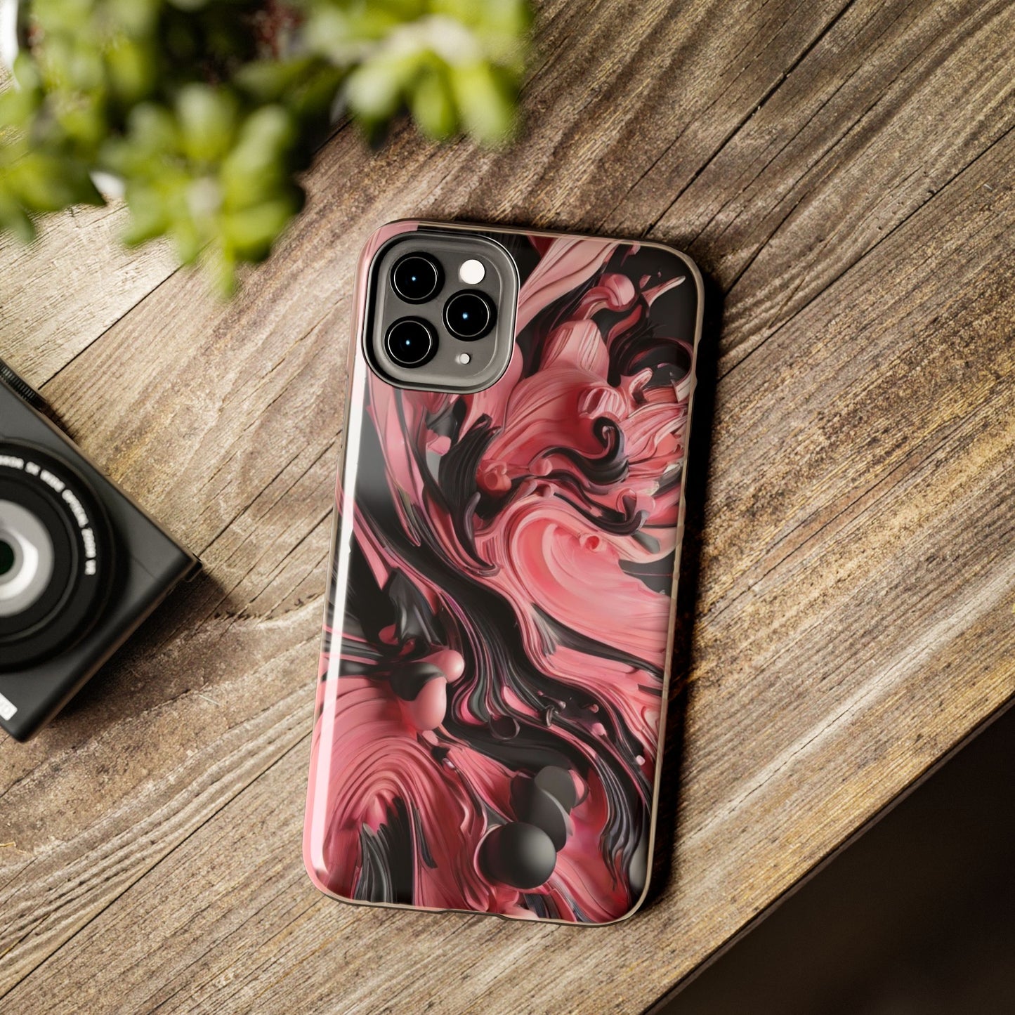 Pink & black abstract iPhone case- aesthetic & stylish design