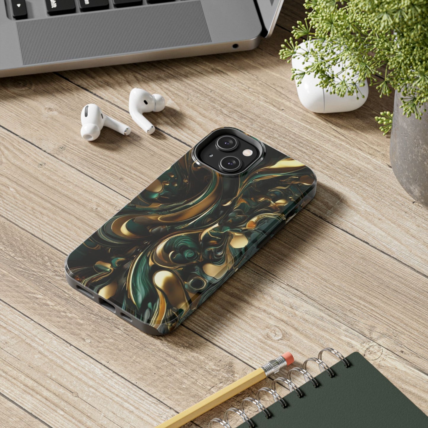 Green & gold abstract phone case- St.Patrick's Day- elegant phone cover