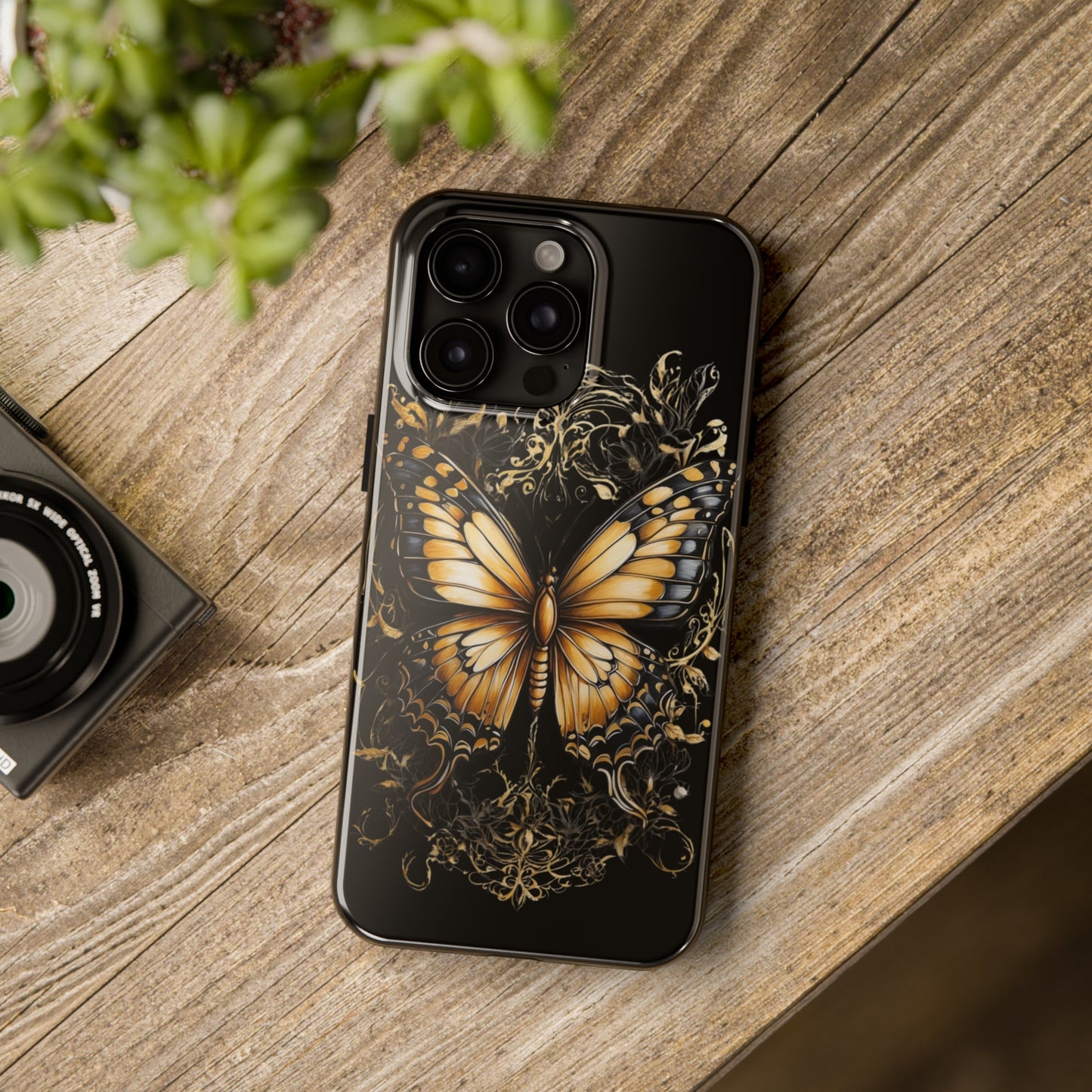 Beautiful black & gold butterfly/ Tough iPhone Case/ Nature