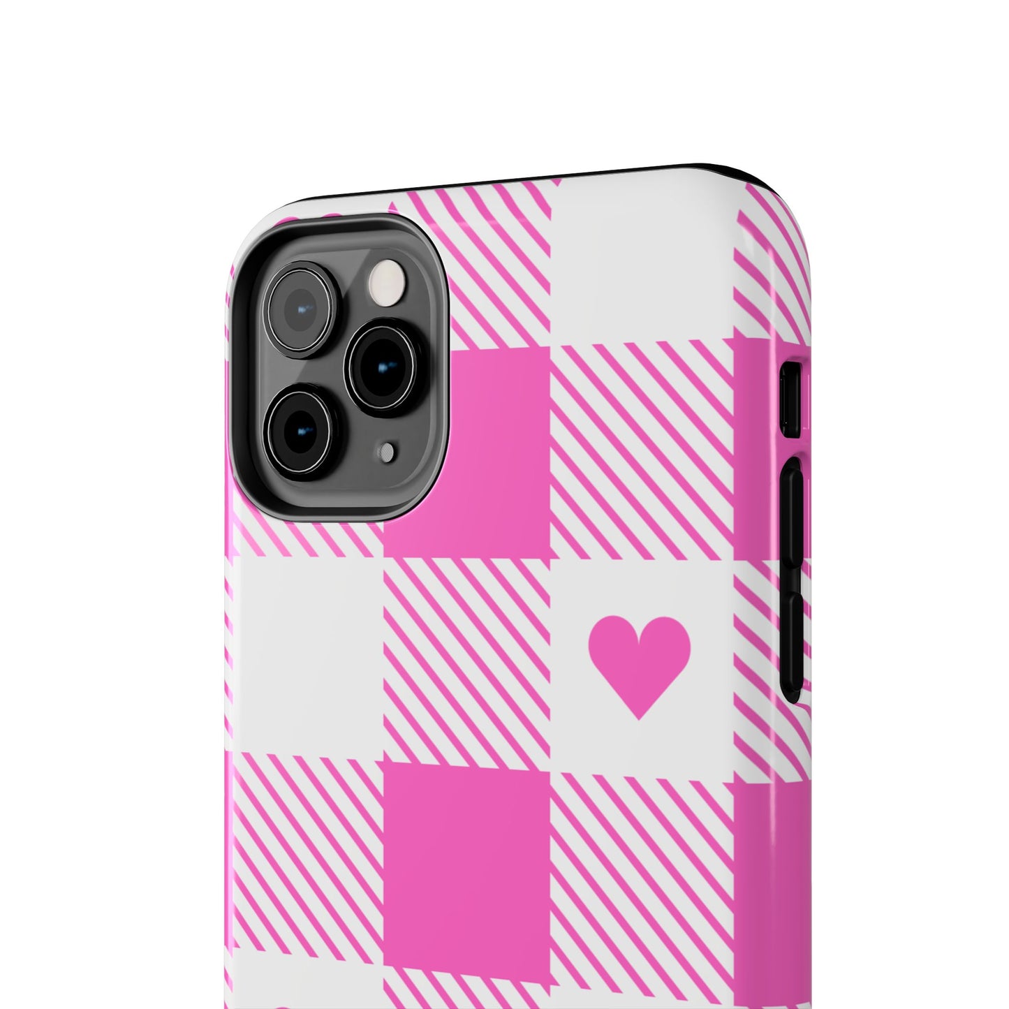 Hearts & Plaid- Valentines day iPhone case- Romantic & stylish design