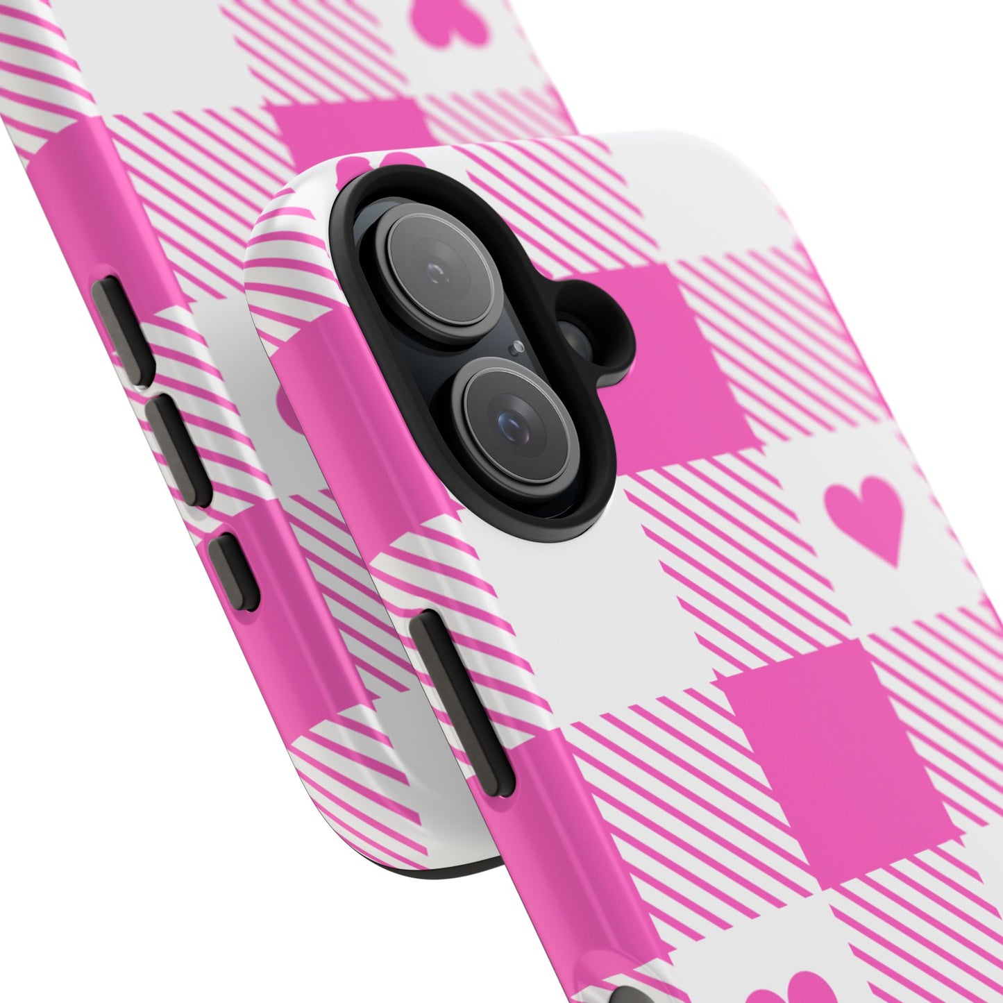 Hearts & Plaid- Valentines day iPhone case- Romantic & stylish design