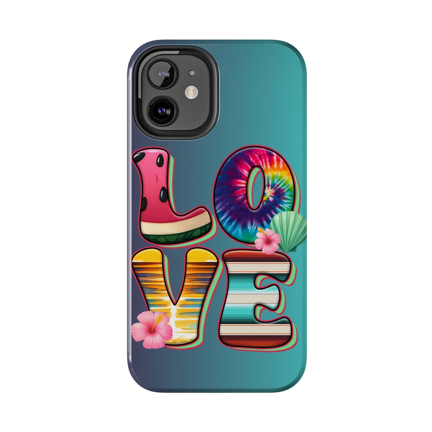 Boho style LOVE summer aesthetics iPhone case. Compatible with iPhone models 11-16 Custom phone case for smartphones. design for Girls, Woman