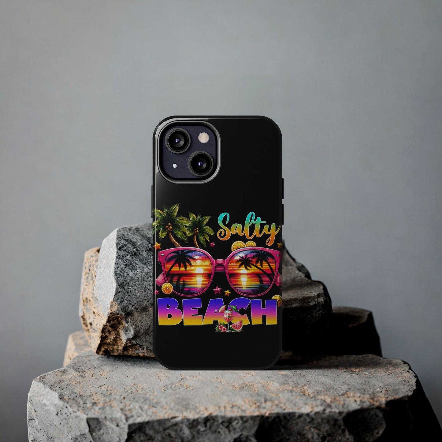 Salty beach summer aesthetics iPhone case. Compatible with iPhone models 11-16. Custom phone case for smartphones. design for Girls, Woman