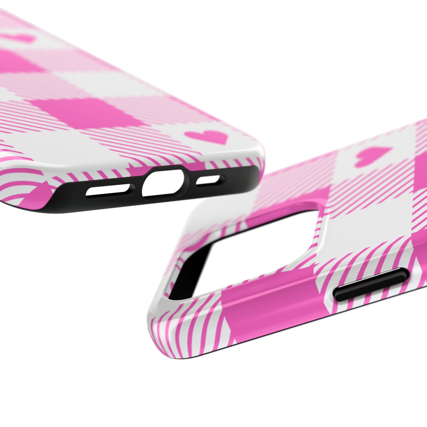Hearts & Plaid- Valentines day iPhone case- Romantic & stylish design