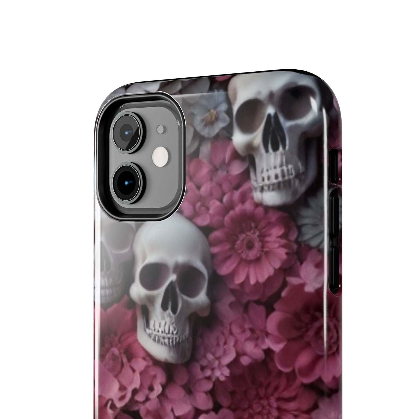 3D Skulls & flowers, Halloween themed iPhone case Models 11-15