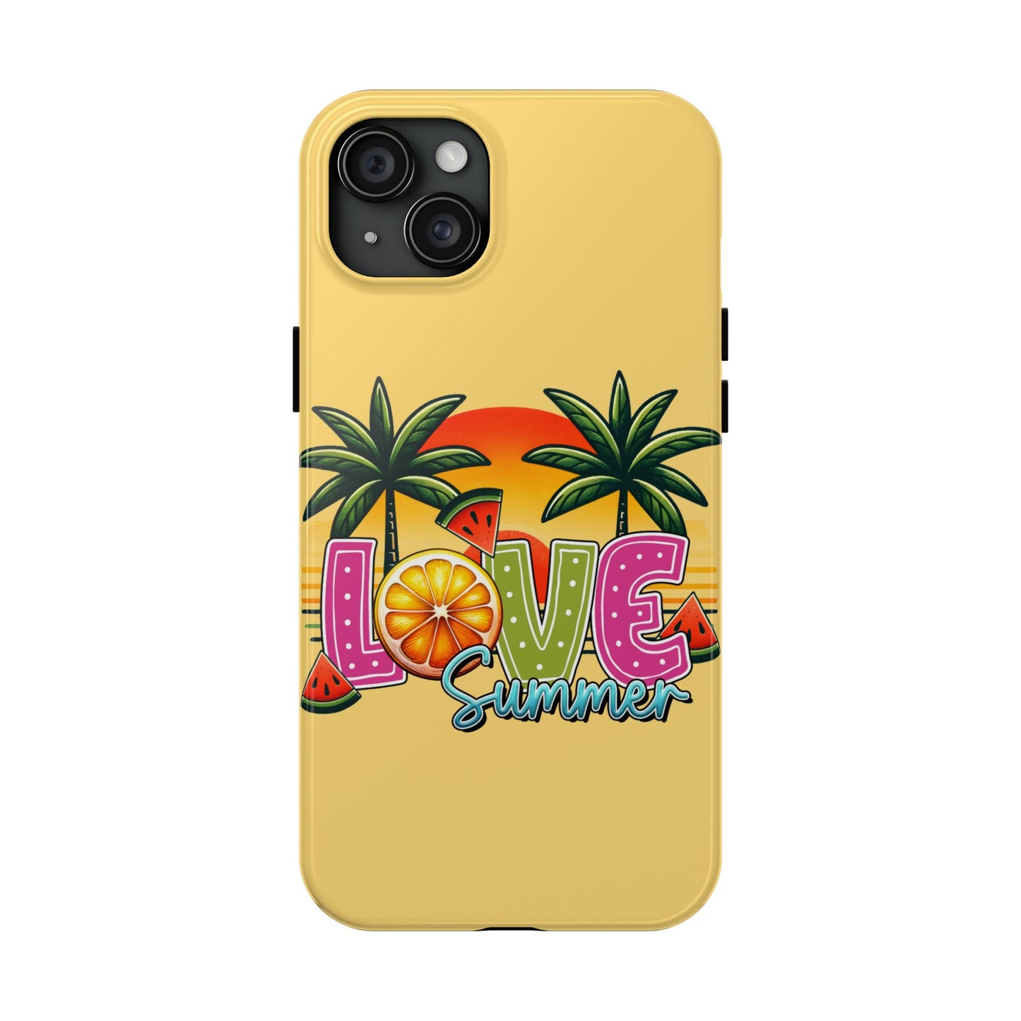 Yellow love summer aesthetics iPhone case. Compatible with iPhone models 11-16 Custom phone case for smartphones. design for Girls, Woman