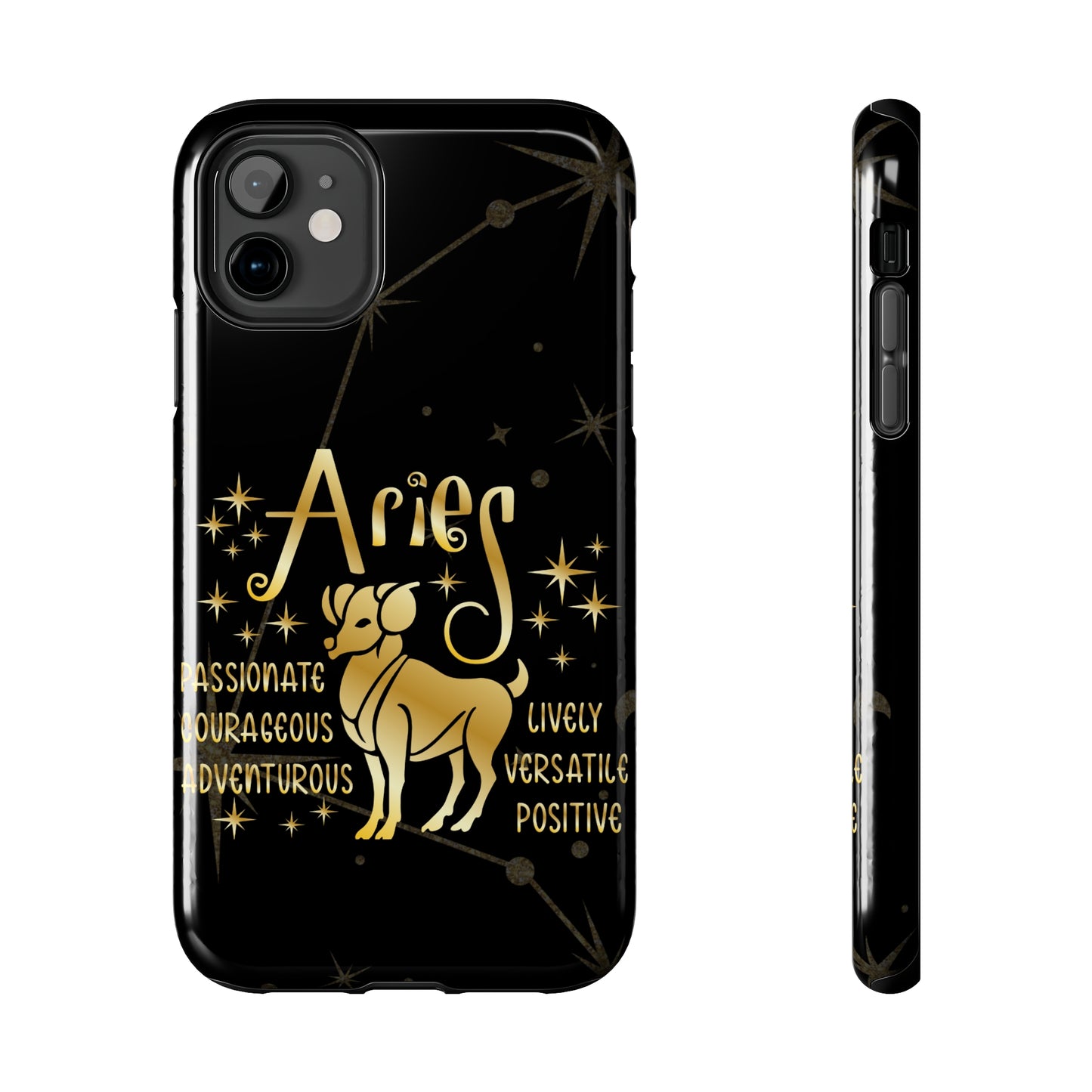 Aries traits, black & gold Iphone case