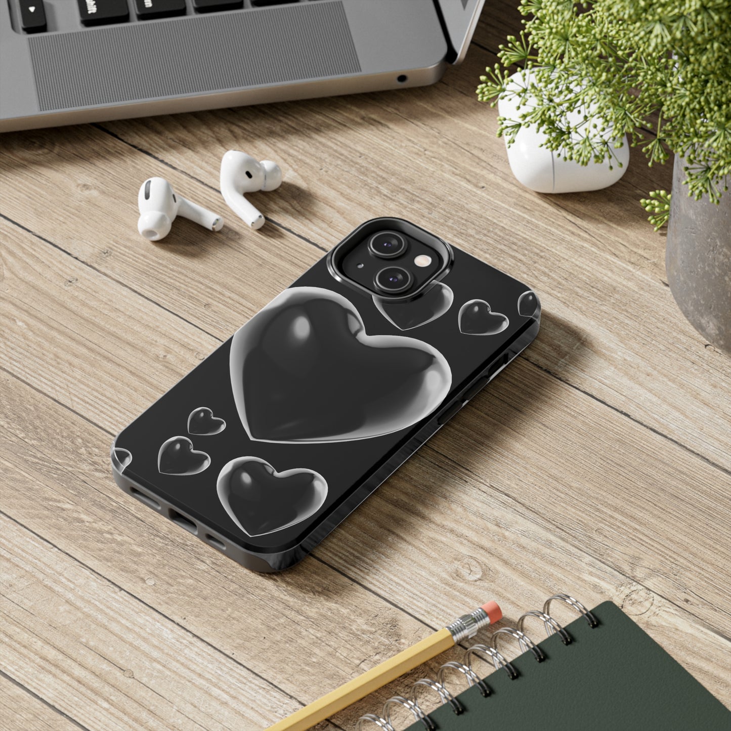 Black & White heart/ Tough IPhone Case