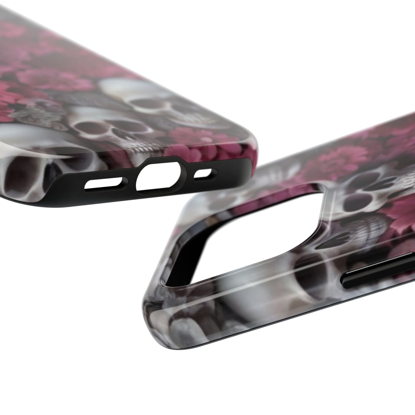3D Skulls & flowers, Halloween themed iPhone case Models 11-15