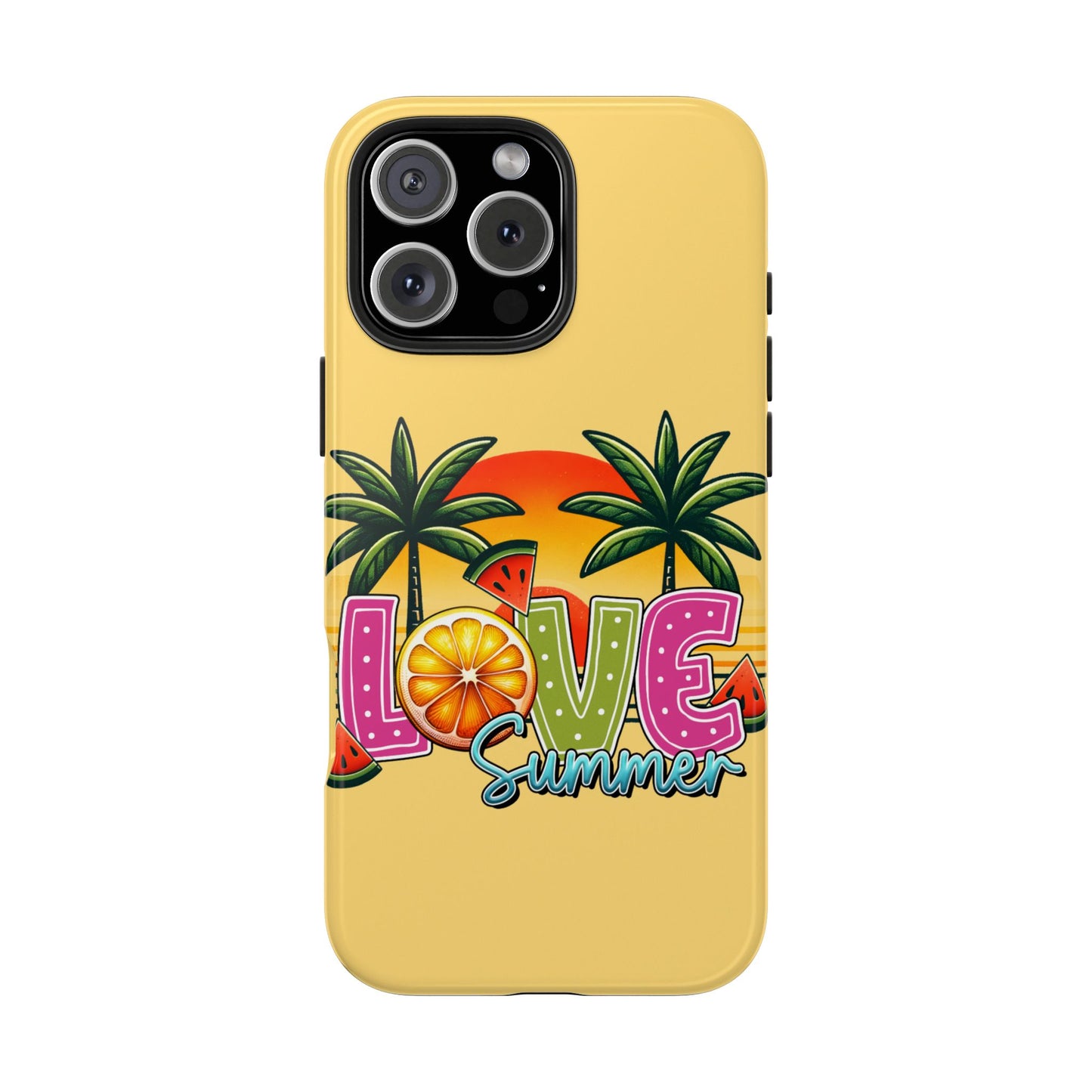 Yellow love summer aesthetics iPhone case. Compatible with iPhone models 11-16 Custom phone case for smartphones. design for Girls, Woman