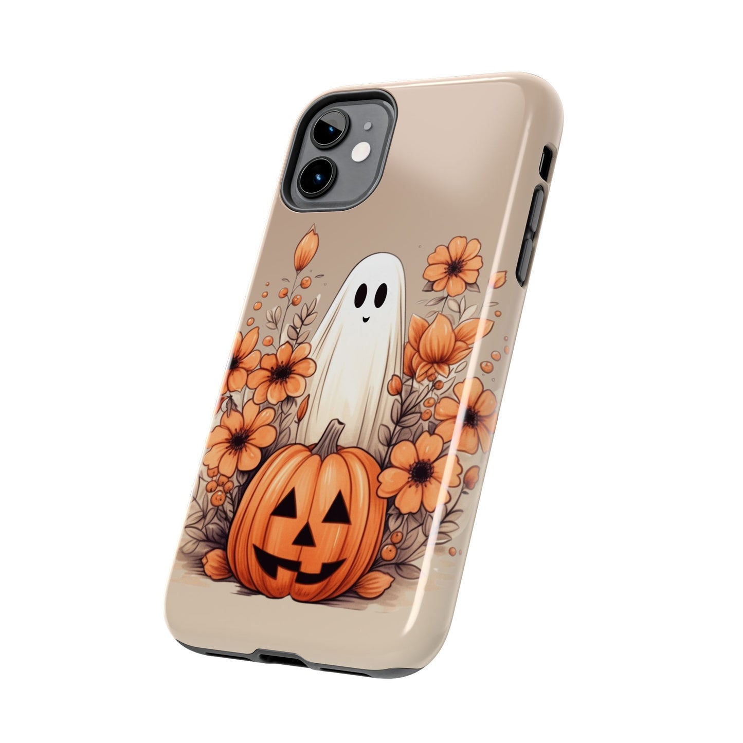 Fall season pumpkin & ghost, Halloween themed iPhone case Models 11-15