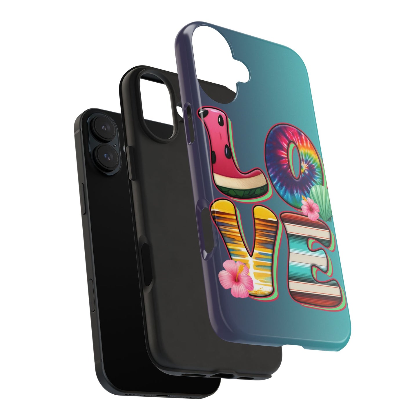 Boho style LOVE summer aesthetics iPhone case. Compatible with iPhone models 11-16 Custom phone case for smartphones. design for Girls, Woman