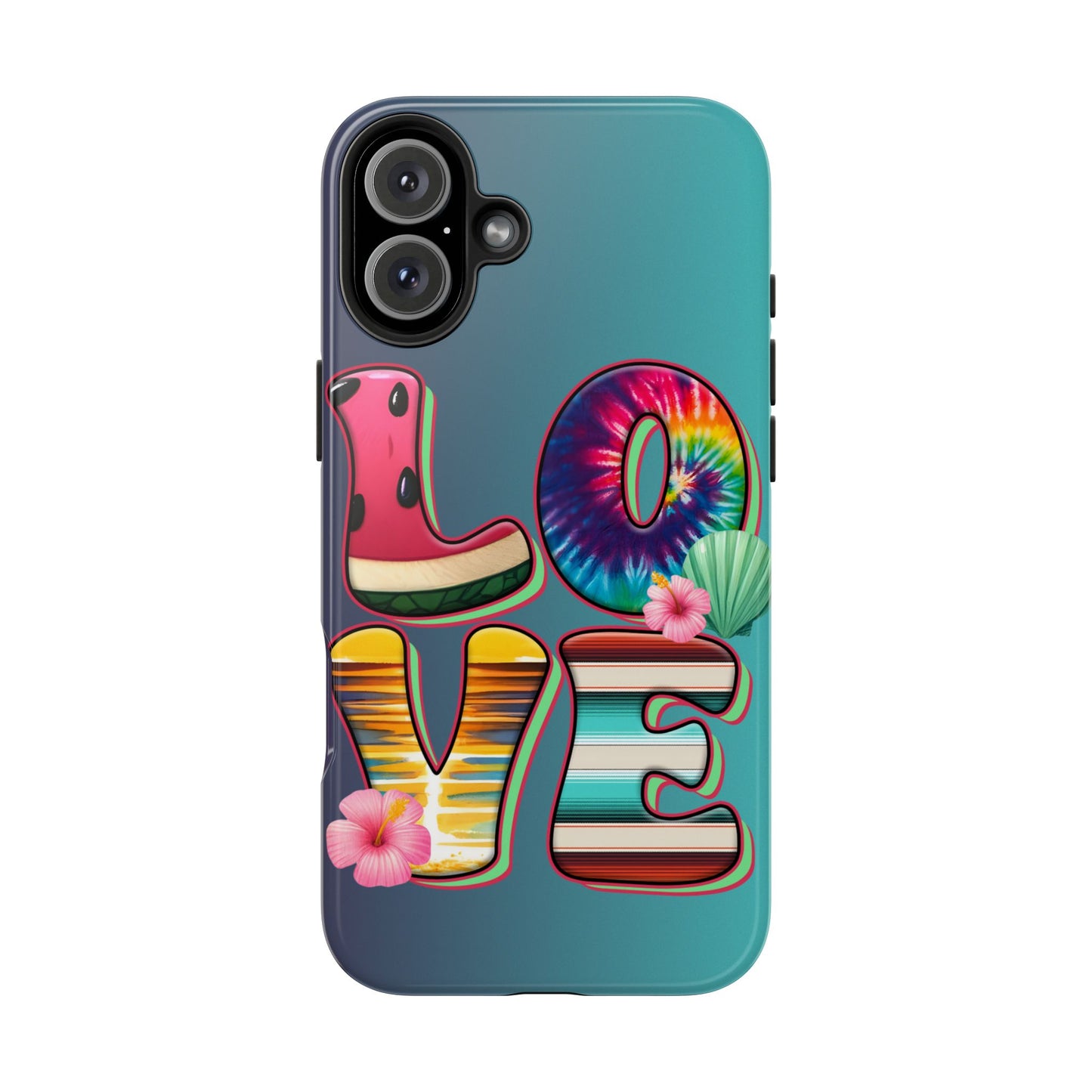 Boho style LOVE summer aesthetics iPhone case. Compatible with iPhone models 11-16 Custom phone case for smartphones. design for Girls, Woman