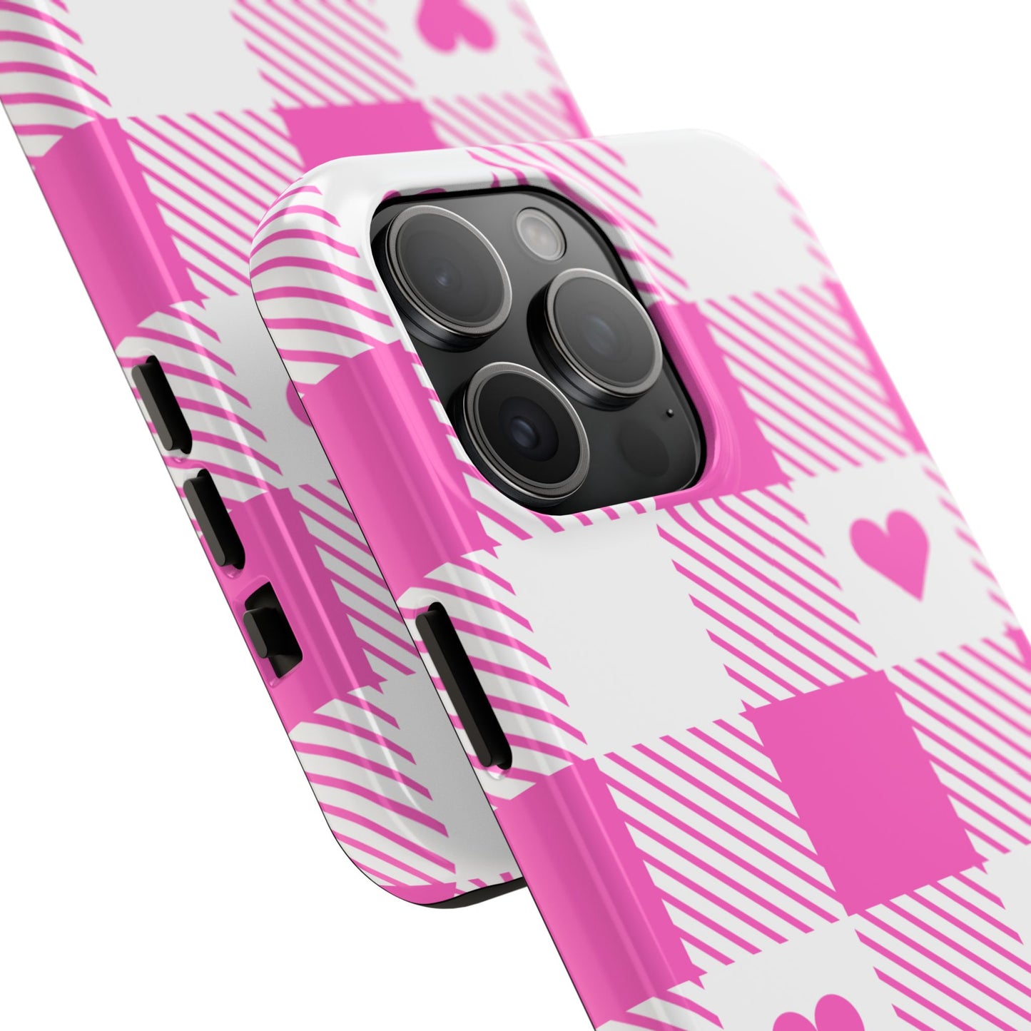 Hearts & Plaid- Valentines day iPhone case- Romantic & stylish design