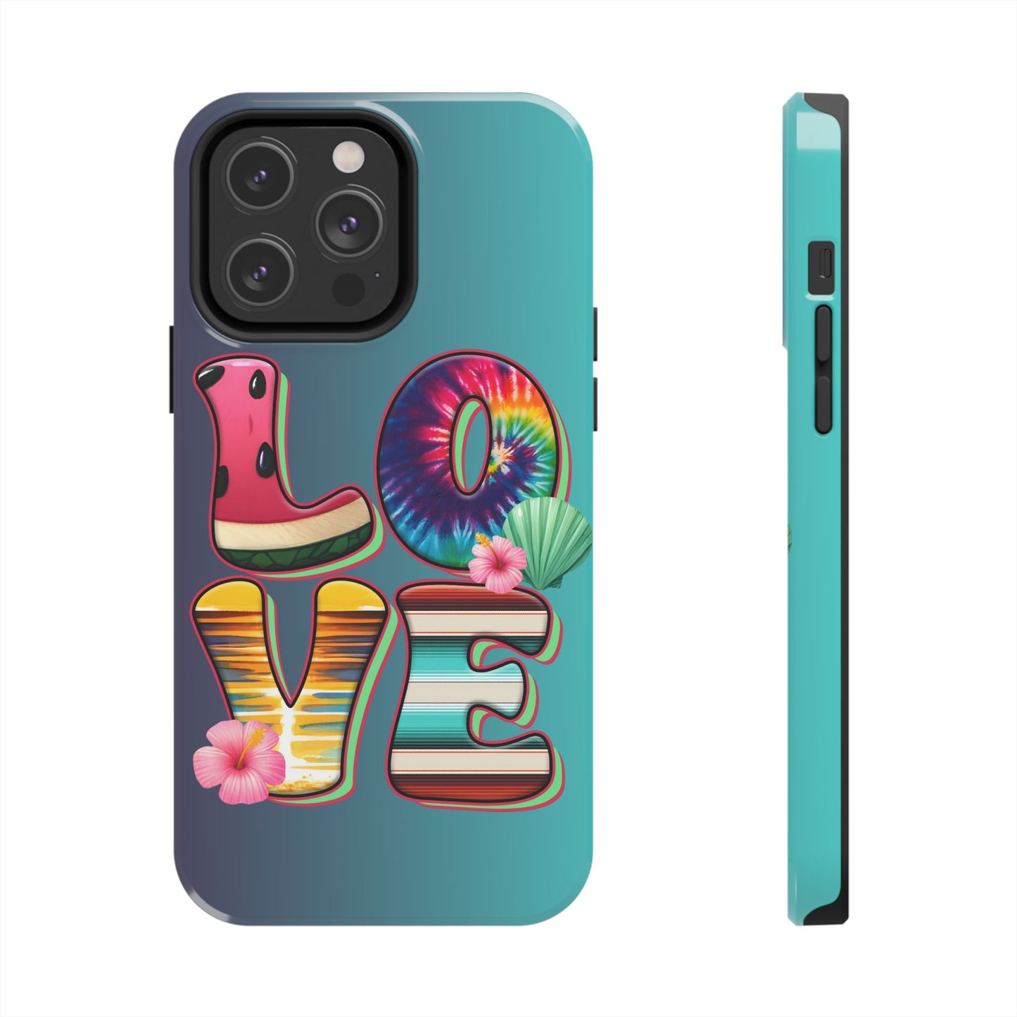 Boho style LOVE summer aesthetics iPhone case. Compatible with iPhone models 11-16 Custom phone case for smartphones. design for Girls, Woman