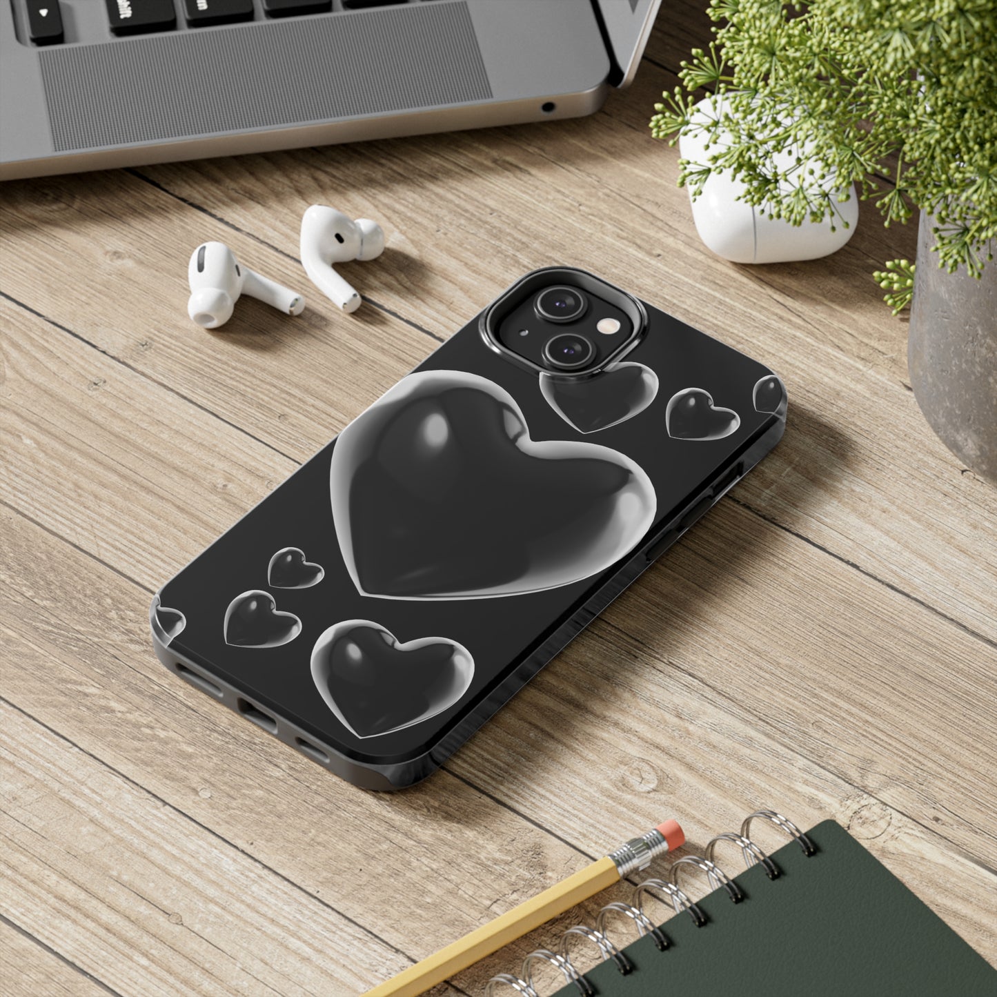 Black & White heart/ Tough IPhone Case