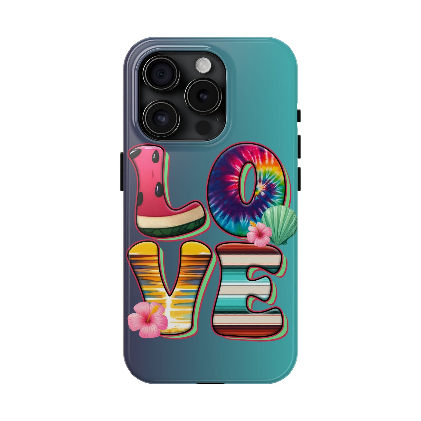 Boho style LOVE summer aesthetics iPhone case. Compatible with iPhone models 11-16 Custom phone case for smartphones. design for Girls, Woman