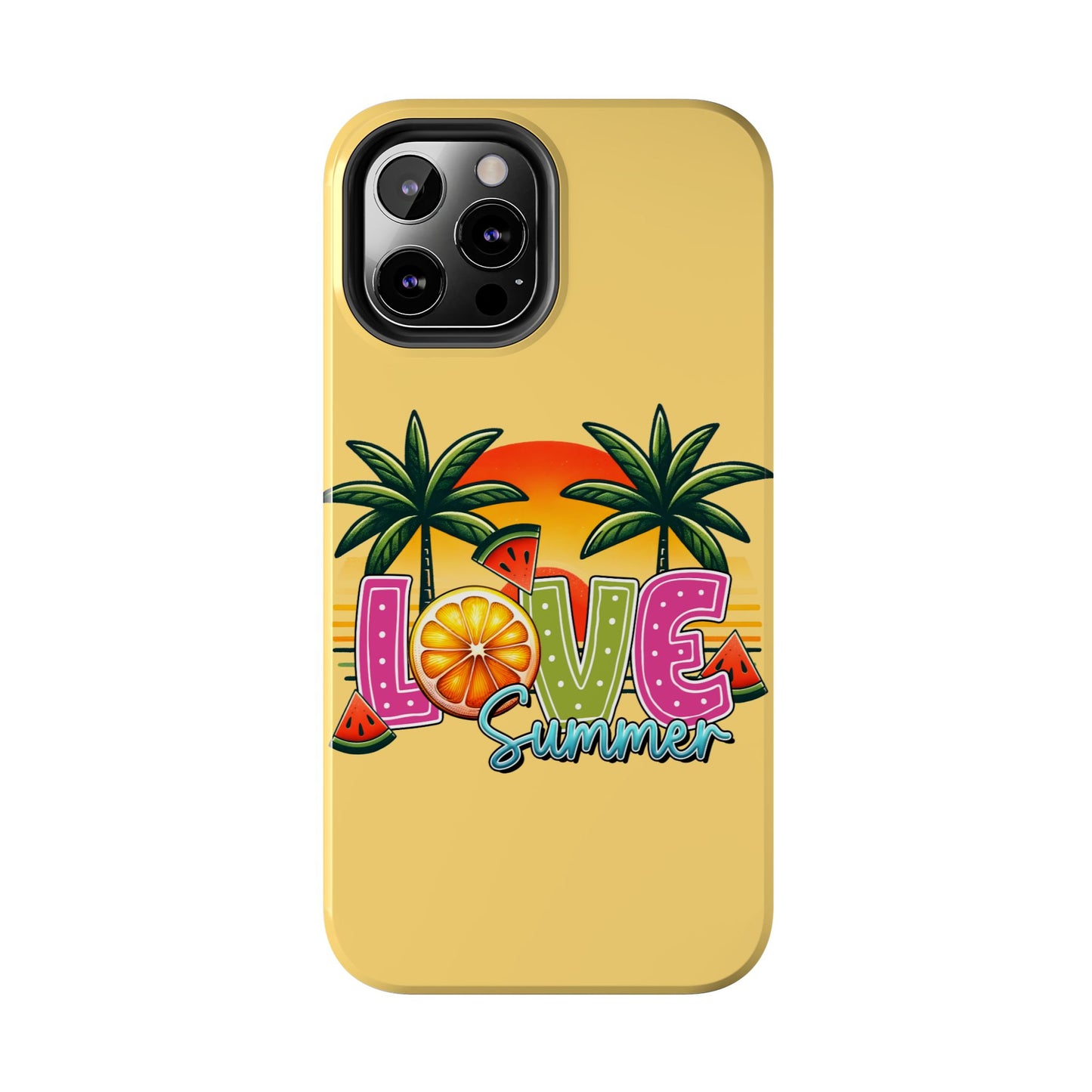 Yellow love summer aesthetics iPhone case. Compatible with iPhone models 11-16 Custom phone case for smartphones. design for Girls, Woman